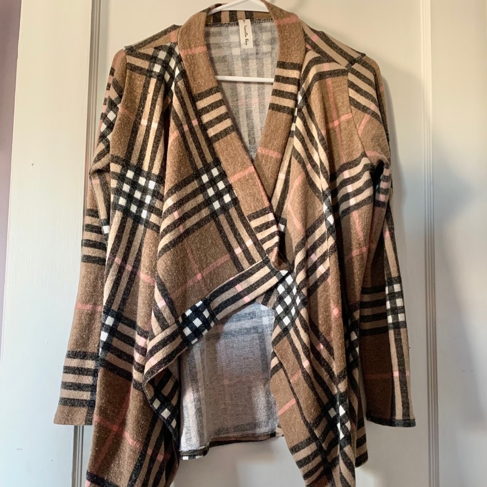 Plaid Open Sweater